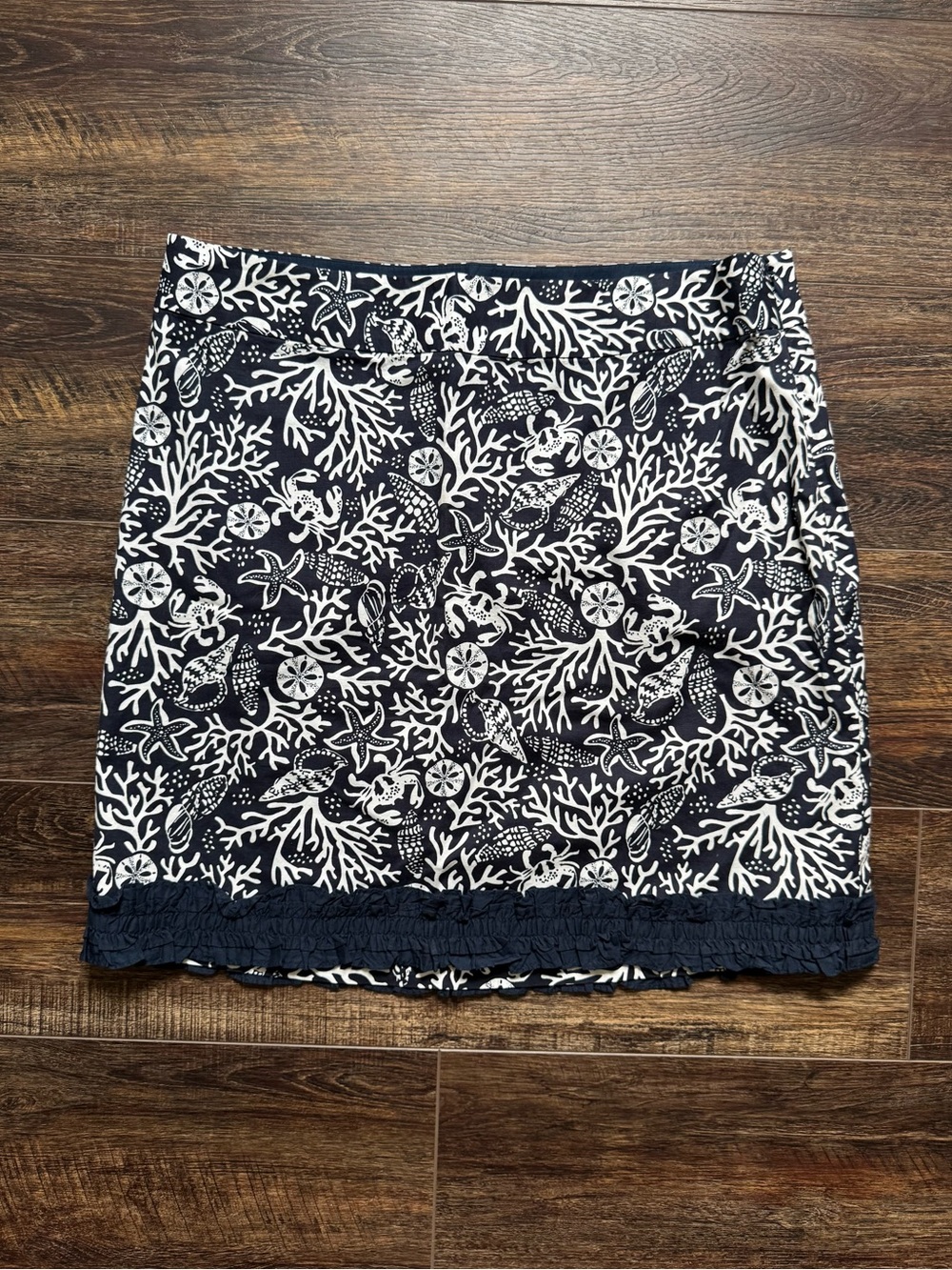 Vineyard Vines Navy White Nautical Ruffled Skirt 12